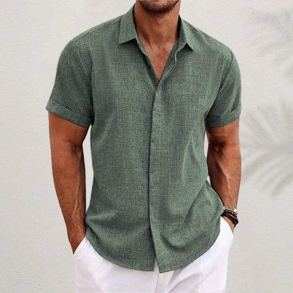Luftiges Herren-Leinenshirt mit kurzen Ärmeln – Matteo