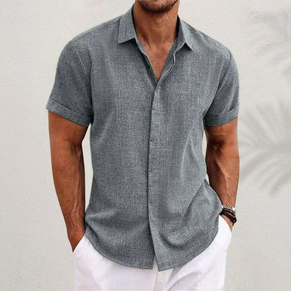 Luftiges Herren-Leinenshirt mit kurzen Ärmeln – Matteo
