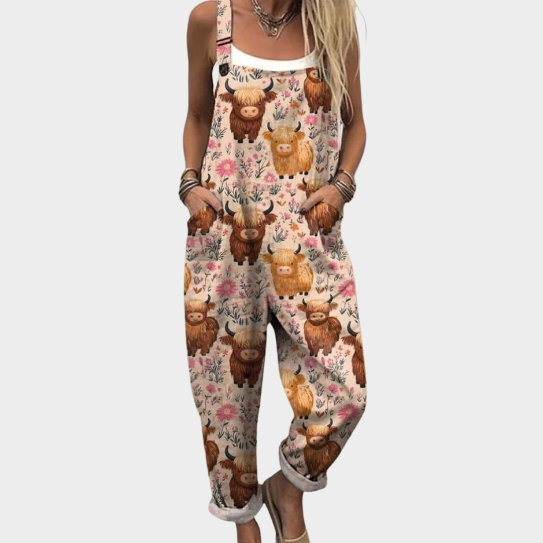 Bequeme bedruckte Latzhose – Modell E5852E – Produktansicht 1