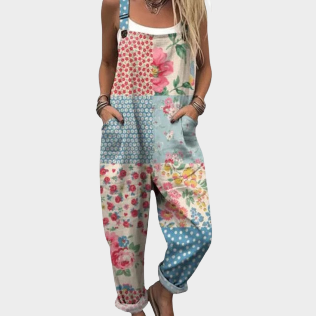 Bequeme bedruckte Latzhose – Modell 99E3CE – Produktansicht 1