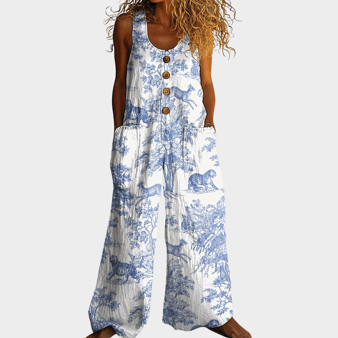 Hedi – Fließender bedruckter Jumpsuit – Produktansicht 1