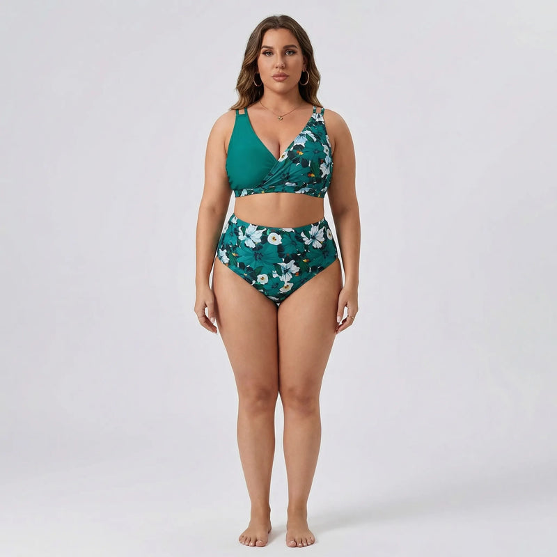 Plus-Size Bikini-Set Mit Tropenmuster - April