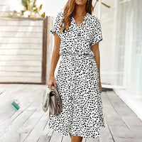 Bedrucktes V-Ausschnitt Kleid – Marielle