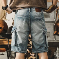 Herren Denim-Cargo-Bermuda im Retro Motorrad-Stil – Ronex
