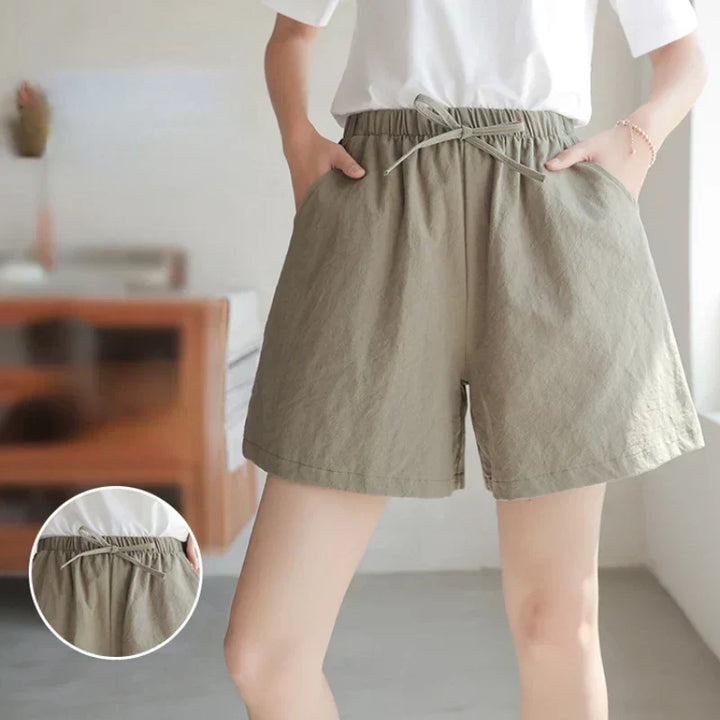 Luftige Damen Leinen-Shorts mit Hoher Taille und Sportlicher Passform – Fenja