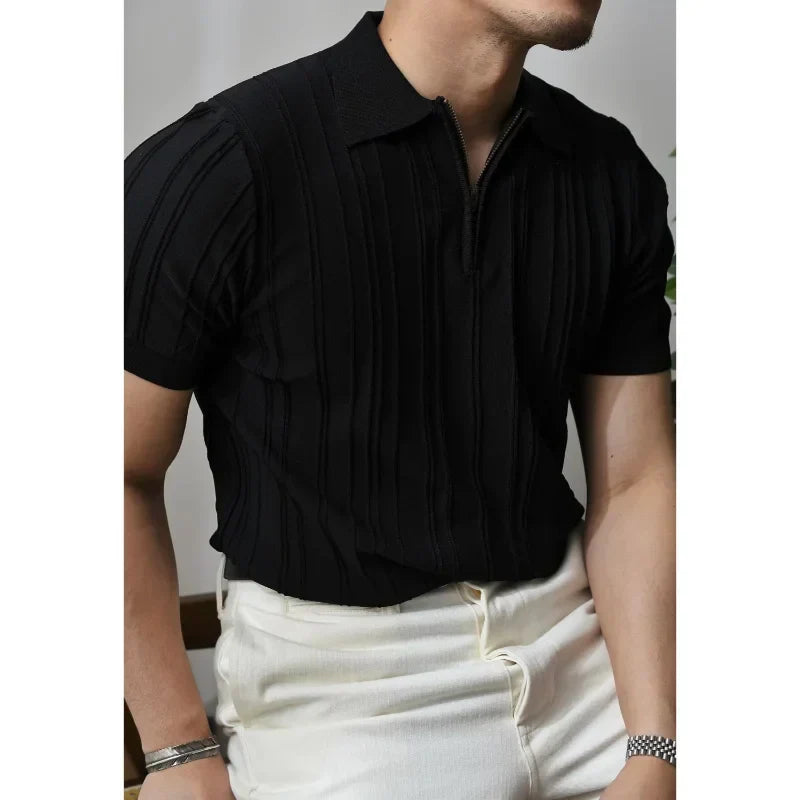 Slim Fit Herren-Poloshirt mit Reißverschluss – Fabrizio