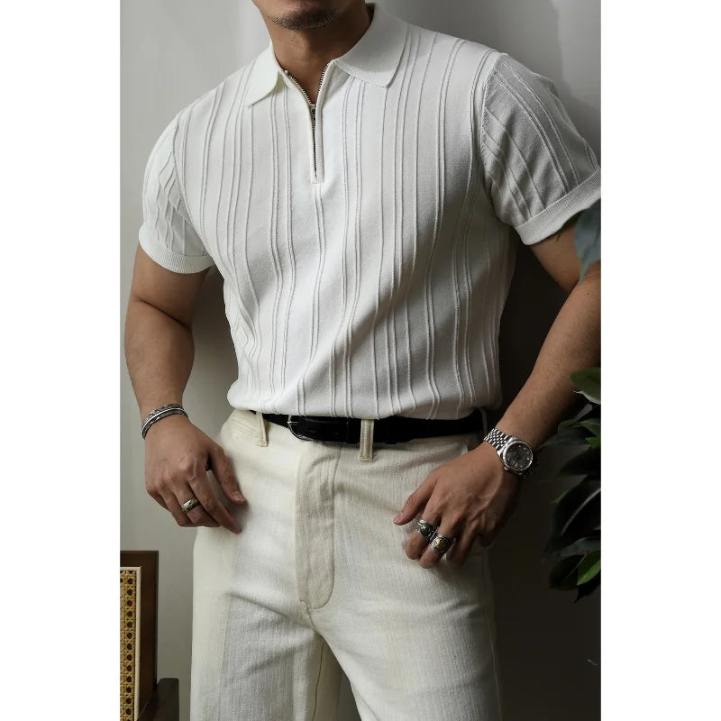 Slim Fit Herren-Poloshirt mit Reißverschluss – Fabrizio
