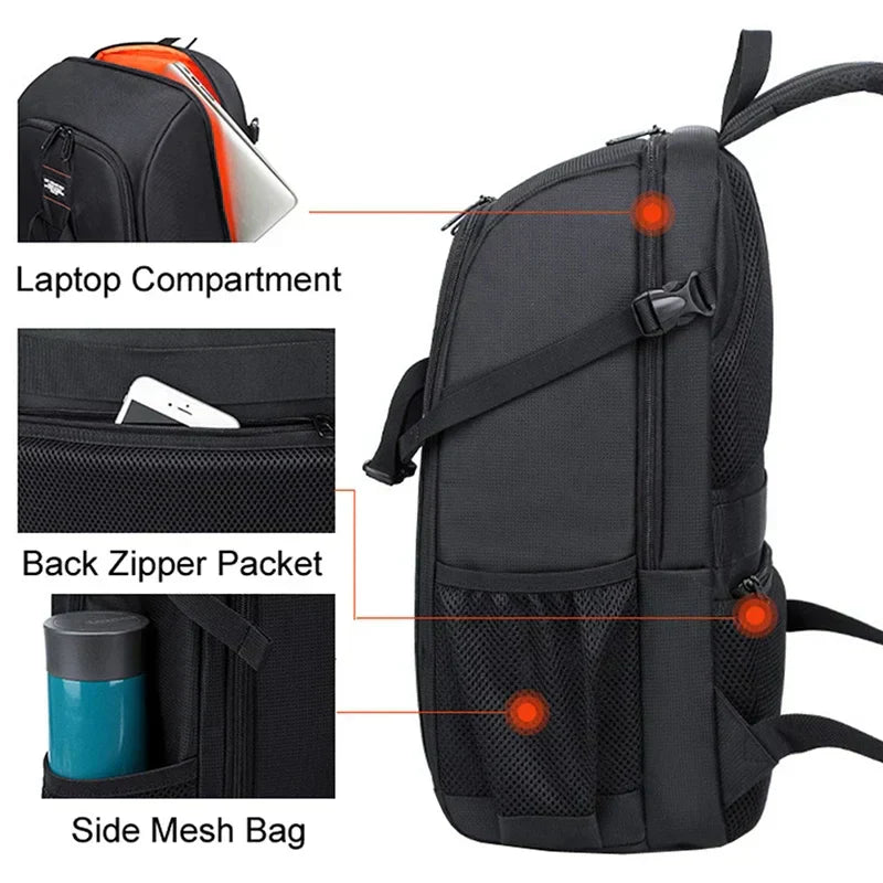 Wasserdichter Oxford-Kamera-Rucksack mit mehreren Fächern – Elric