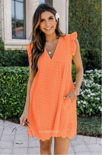 Trendy Sommer-Minikleid mit Volantärmeln – Elina