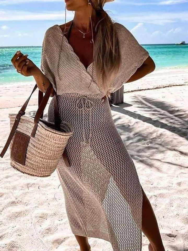 Gehäkeltes Strandkleid mit Taillengürtel – Yara