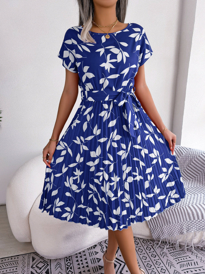 Blaues Bedrucktes Midi-Kleid – Naomi