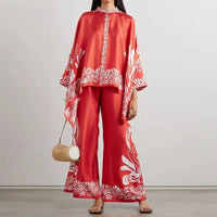 Zweiteiliges Damen Leinen Streetwear-Set Mit Ethno-Print – Samira