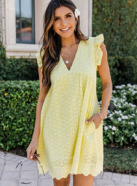 Trendy Sommer-Minikleid mit Volantärmeln – Elina