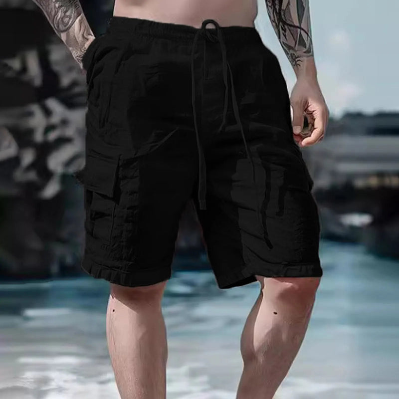 Luftige Herren Leinen-Shorts mit weitem Bein und Kordelzug – Silas
