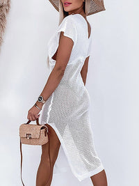 Gehäkeltes Strandkleid mit Taillengürtel – Yara