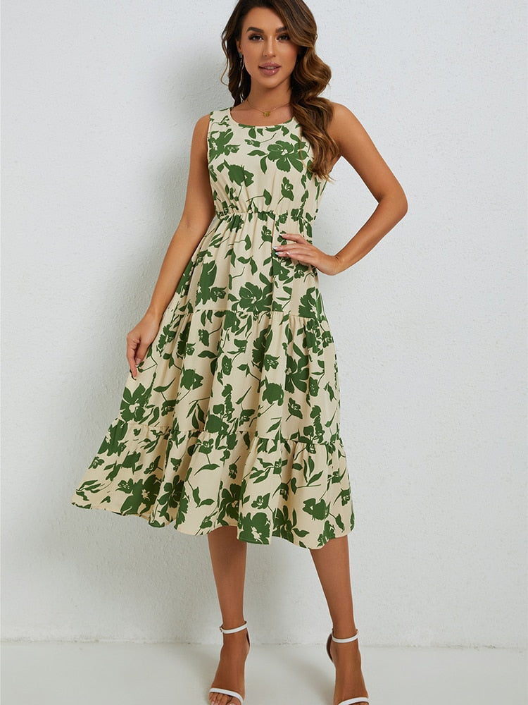 Sommerliches Midi-Kleid mit Blumenprint – Fenna