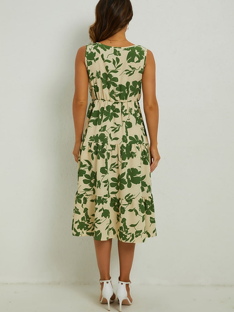 Sommerliches Midi-Kleid mit Blumenprint – Fenna