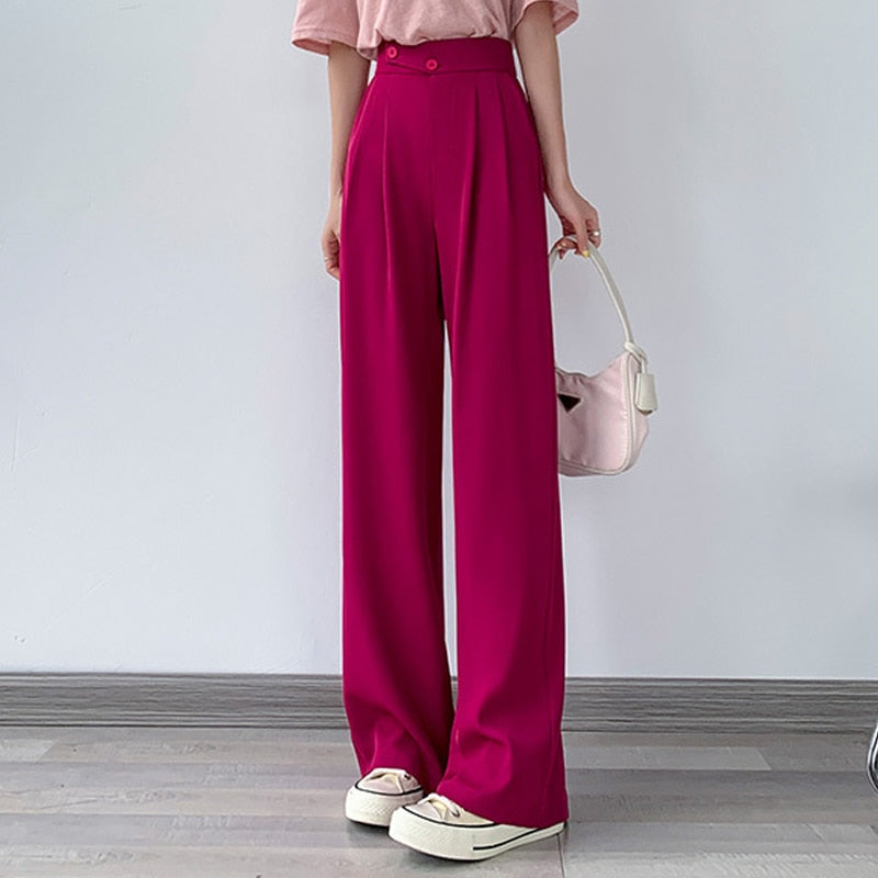 High-Waist Casual Damen Hose mit weitem Bein – Emilia