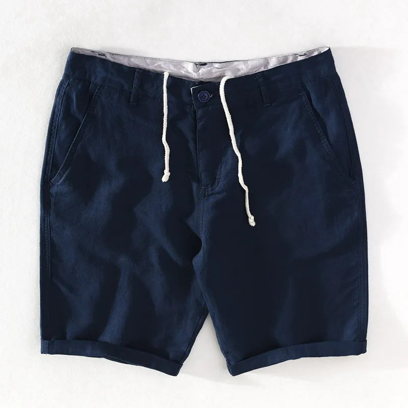 Strandshorts Herren Leinen-Baumwolle Sommerlook mit Knopfverschluss - Sandro