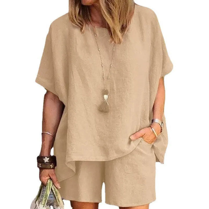 Trendiges Zweiteiliges Leinen Sommer-Set mit Shorts für Damen – Nayla