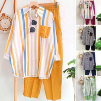 Zweiteiliges Sommer-Set aus Leinen Lockeres Shirt & Weite Hose - Zayenne