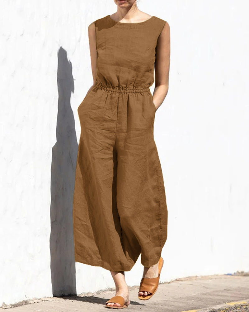 Ärmelloser Jumpsuit mit weitem Bein – Aurelia