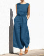 Ärmelloser Jumpsuit mit weitem Bein – Aurelia