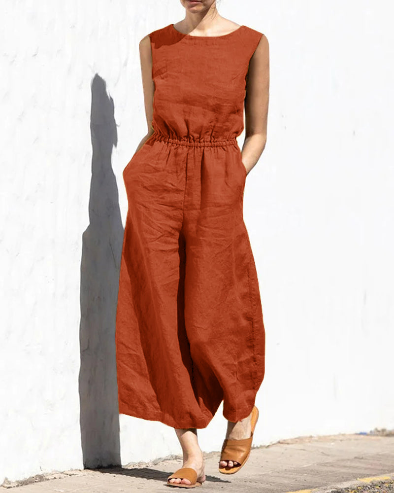 Ärmelloser Jumpsuit mit weitem Bein – Aurelia