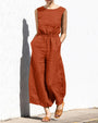 Ärmelloser Jumpsuit mit weitem Bein – Aurelia
