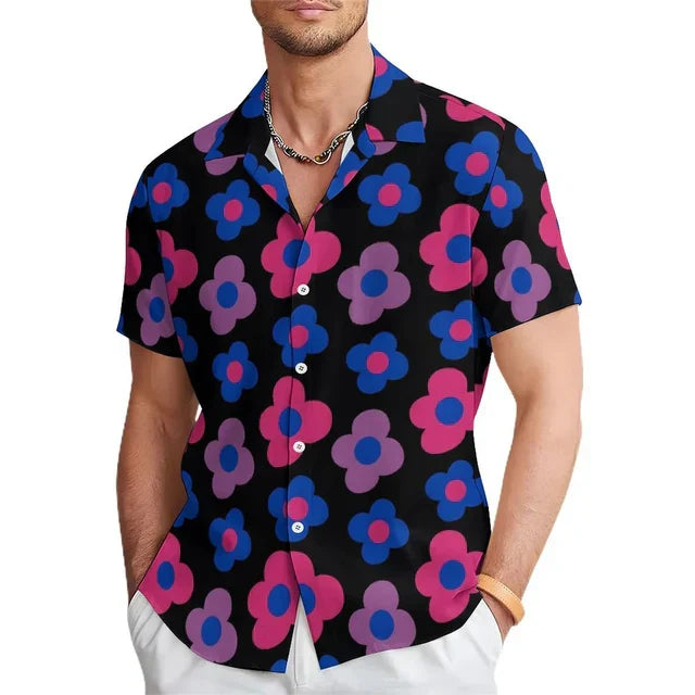 Herren Sommerhemd mit Blumenmuster und Reverskragen – Elian