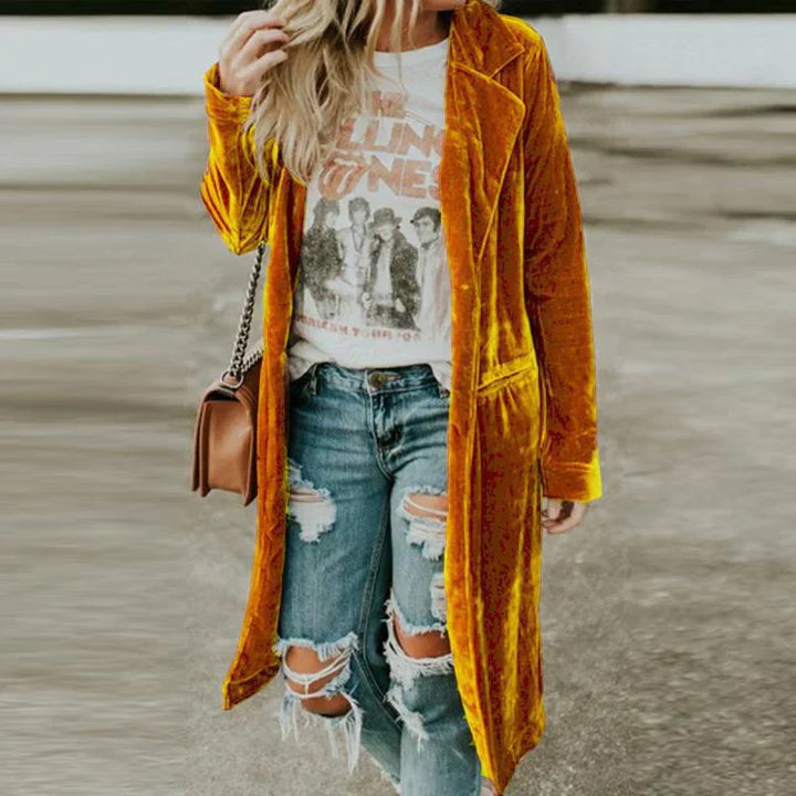 Damen Samt-Duster-Mantel – Valentina