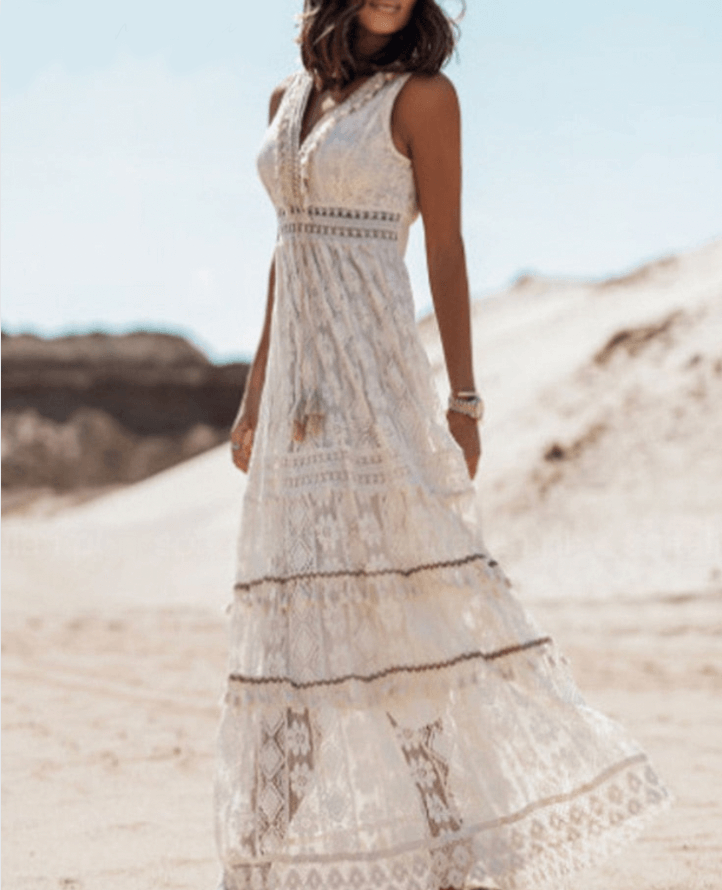 Lockeres Boho-Maxikleid mit stilvollen Details – Solange