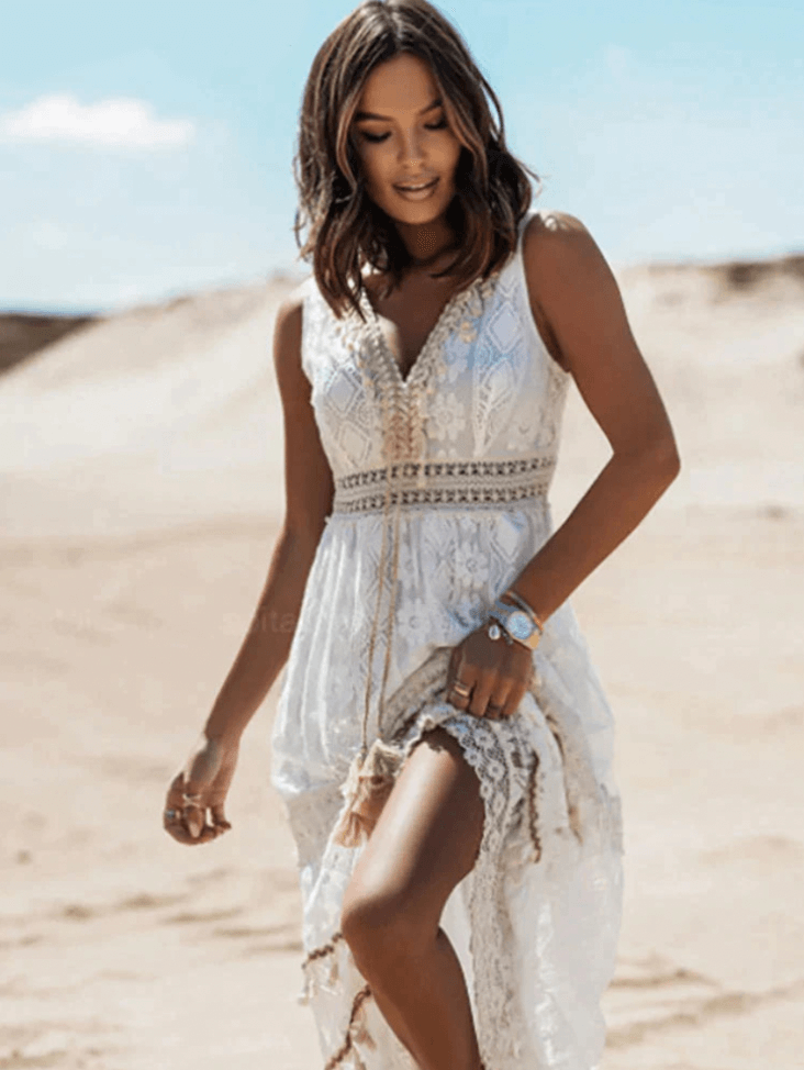 Lockeres Boho-Maxikleid mit stilvollen Details – Solange