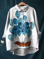 Ida – Legere Bluse mit künstlerischem Ballon- und Hundeprint – Produktansicht 1