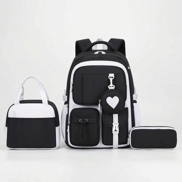 Schulrucksack Mit Geometrischem Muster Und Vielen Fächern - Kinetox