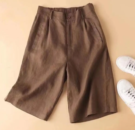 Damen Sommer-Shorts aus Leinen-Baumwolle in Knielänge – Elvira