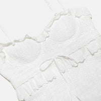 Stilvolles Besticktes Camisole Maxikleid in Weiß – Alina