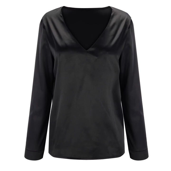 Satin Damenbluse mit tiefem V-Ausschnitt & langen Ärmeln – Daria