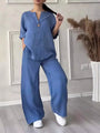 Luftiges & Stylisches Sommer-Set mit Bluse & Weithose aus Leinen – Melina