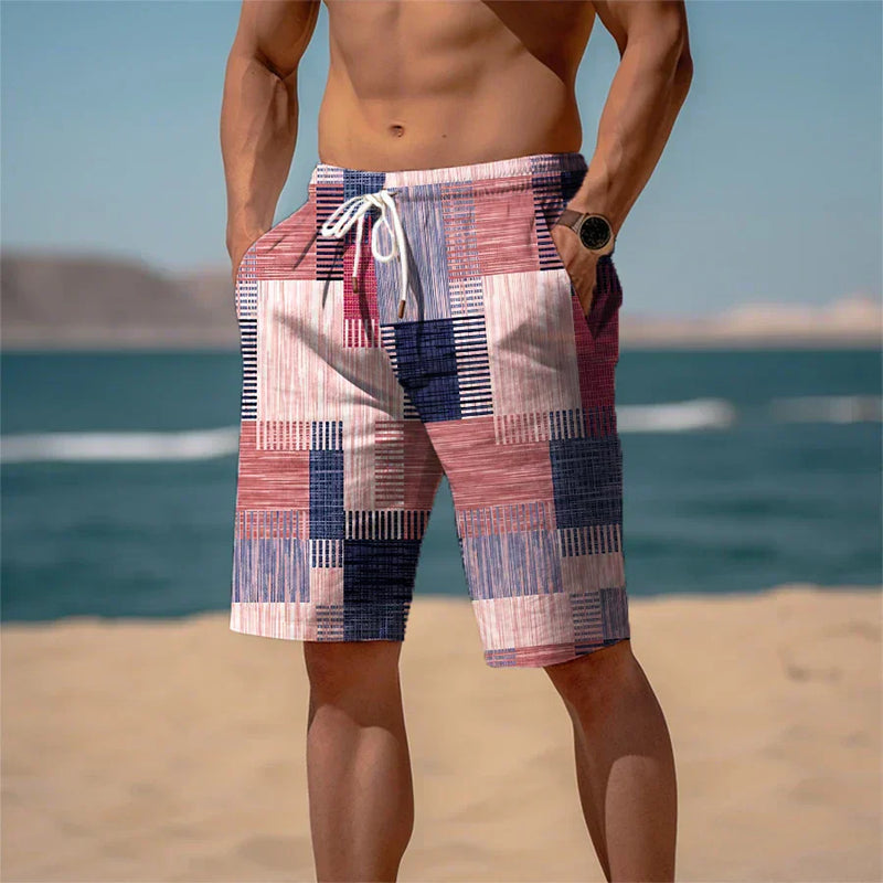 Strandshorts Herren Baumwolle 3D Print Atmungsaktiv Sommerlook - Jamal