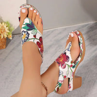 Bunte Damen Sandalen mit Blumenmuster und Blockabsatz – Yasmina