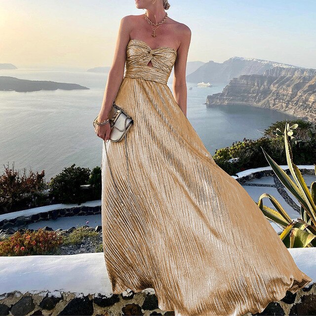 Maxi Sommerkleid mit V-Ausschnitt und Taill betont – Rosa