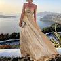 Maxi Sommerkleid mit V-Ausschnitt und Taill betont – Rosa