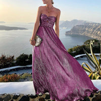 Maxi Sommerkleid mit V-Ausschnitt und Taill betont – Rosa