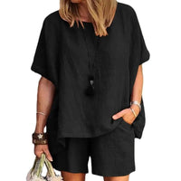 Trendiges Zweiteiliges Leinen Sommer-Set mit Shorts für Damen – Nayla