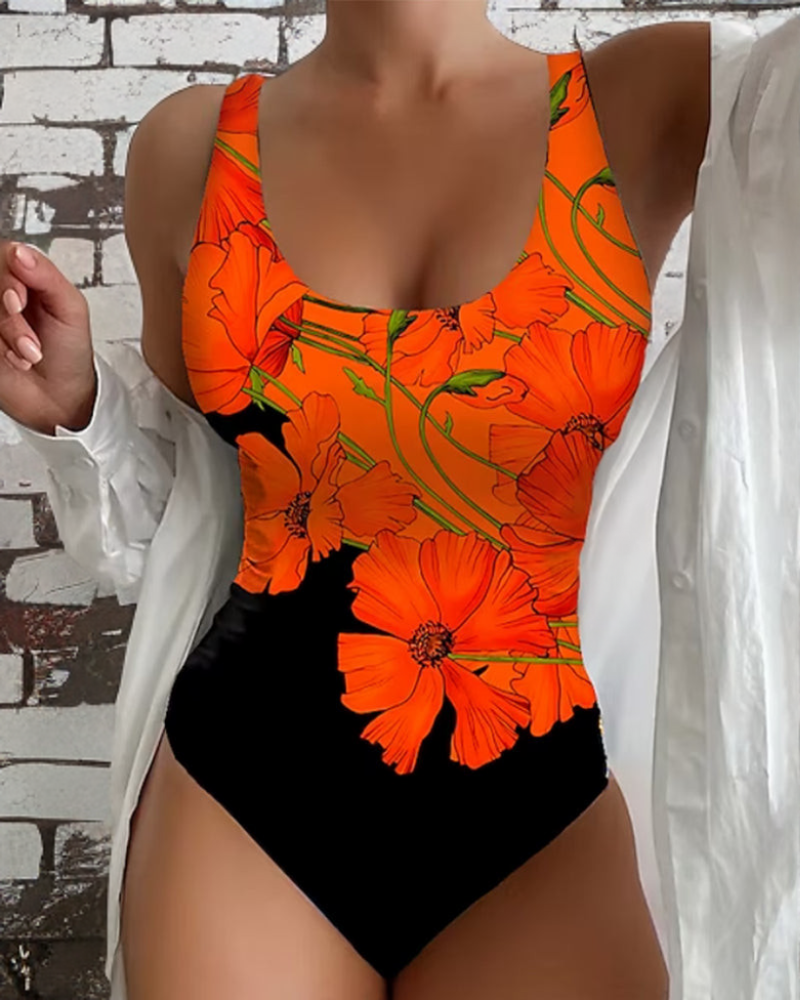 Clara – Eleganter Badeanzug mit Blumenmuster – Produktansicht 1
