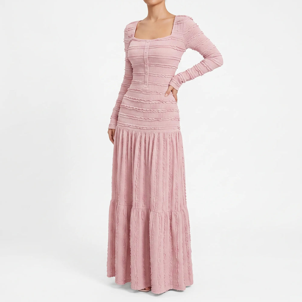 Strukturiertes Maxi-Strickkleid Mit Stufenrock - Rachael