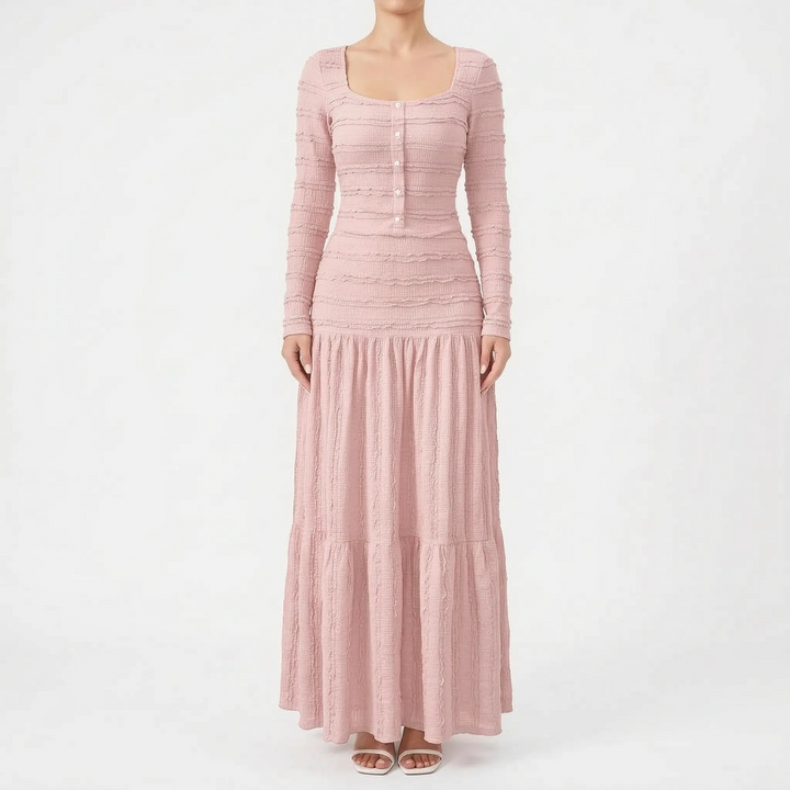 Strukturiertes Maxi-Strickkleid Mit Stufenrock - Rachael