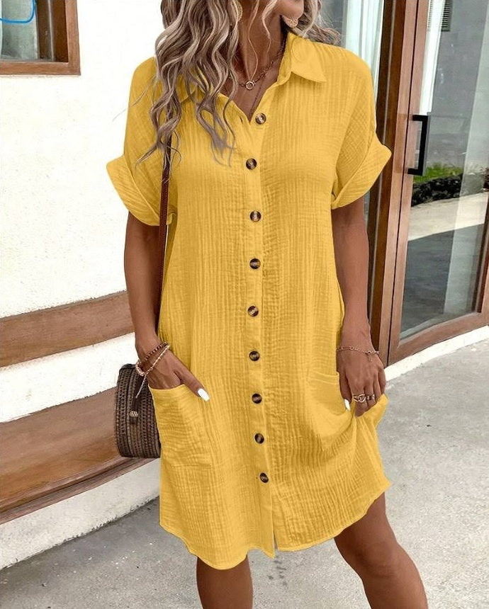 Sommerkleid mit Knopfverschluss und kurzen Ärmeln – Lotte