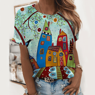 Leichtes Damen T-Shirt mit Print für Alltag und Urlaub - SommerFun
